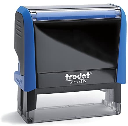 Trodat Printy 4913 - Gehäusefarbe himmelblau - mit Wunschtext personalisierbarer Adress- oder Textstempel - 58x22 mm - 6 Zeilen