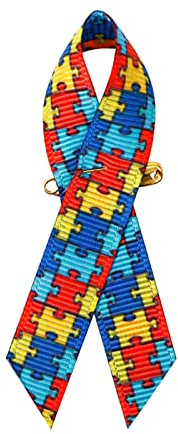 Bänder für Autismus-Bewusstsein mit Sicherheitsnadeln, Ripsband, 200 Stück, 3,6 x 7,6 cm