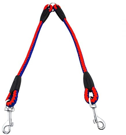 Double Dog Leash Coupler, Dog Lead Splitter 360° Rotation Dual Dog Lead for 2 Large Medium Small Puppy Dogs