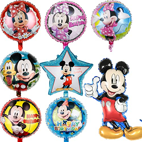 Minnie Mouse Geburtstagsdeko,8 Stück Minnie Mouse Folienballons,Mickey Luftballons,Helium Ballon,Mickey Mouse Kindergeburtstagsdeko,Minnie Geburtstagsdeko Mädchen
