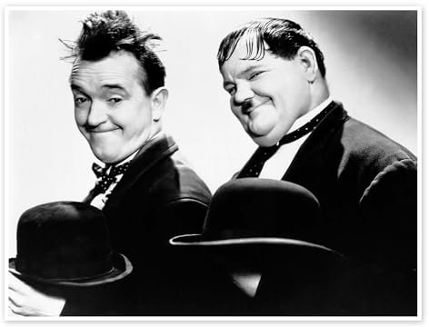 Stan Laurel und Oliver Hardy I Poster 90 x 70 cm Schwarz-Weiß Schwarz-Weiß Fotografie Wanddeko