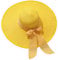 Women Solid Sun Straw Hat Pre Tied Knot Round Wide Brim Hat Roll Up Lounce Vintage Sunshade Hat Panama Hat Beach Travel Outdoor Lightweight Fashion Yellow One Size