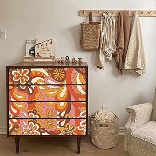 Tapete Rosa Braun Orange Vliestapete Klebefolie Möbel Leicht Abzuziehen Selbstklebende Tapete Schlafzimmer Küchenrückwand Tapete Selbstklebend for Living Room 40x100cm