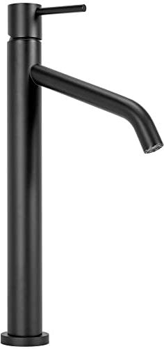 Rea Waschtischarmatur LEVEL BLACK HIGH Wasserhahn Bad Badarmatur aus Messing Armatur für Waschbecken Badezimmer Mischbatterie Waschbecken Einhebel (Schwarz)