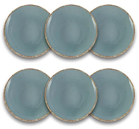 ARCA, Servizio di Piatti, Set di 6 Piatti Piani, Realizzati in Melamina, Set per la Tavola, Colore Fango, Collezione Tierra, 28x2 cm