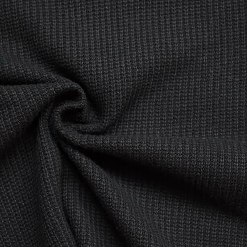 STOFFKONTOR Baumwoll Strickstoff Stoff - Meterware, Farbe Schwarz - Öko-Tex Standard 100 - zum Nähen von Pullis, Kleidern uvm.