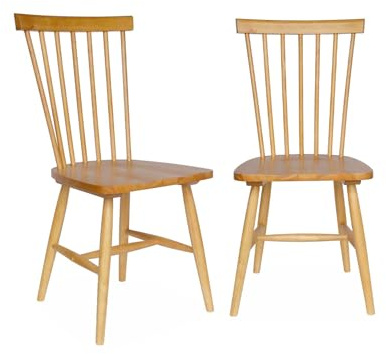 2er Set naturfarbene Stühlen mit Sprossen aus Hevea-Holz, ROMIE, B 50,8 x T 44,2 x H 90cm