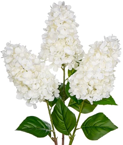 Briful 3er Set Künstliche Hortensien Kunstblumen Wie Echt Frühlingsblumen Rispenhortensie, 73CM Weiße Dekoblumen Kunstzweige für Blumengesteck Home Resto Frühling Dekor