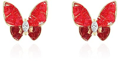 QUKE Schmetterling Form Ohrstecker Ohrringe Durchbohrt Gestochen Gold Ohrstecker für Frauen Mädchen