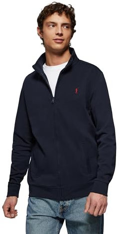 Polo Club Felpa Uomo con Cerniera e Collo Alto Blu Navy - Sweatshirt Zipper Senza Cappuccio Lavoro 100% Cotone