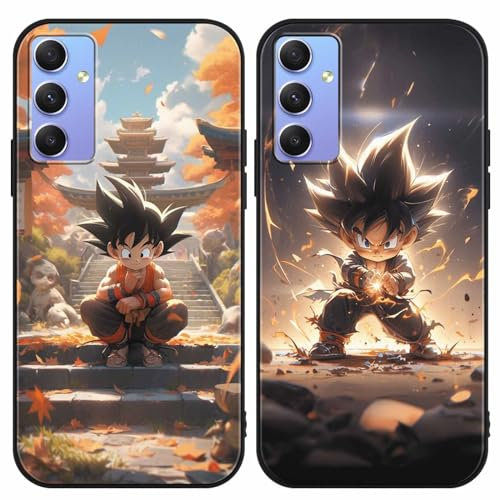 PBNDJVG 2 Pièces Coque pour Samsung Galaxy A34 5G 6.5 Pouce, Animé Dragonball Super Z DBZ Son Goku Manga Étui avec Cartoon Dessin Case Antichoc TPU Protective Housse Étui de Téléphone Fine Cover, 01