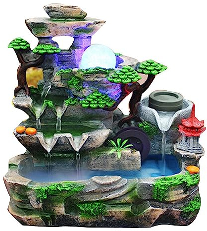 Fuente de Agua de Escritorio, Adorno para el Hogar con Efecto de Atomización, Decoración única para Sala de Estar, Oficina, Restaurante (Enchufe de la UE 220)