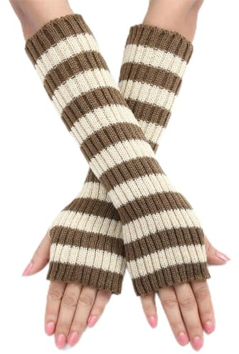 Warmer Strick-Armwärmer Herbst und Winter mittellange fingerlose warme gestrickte Armärmel (Color : Colour 5, Size : Free size)