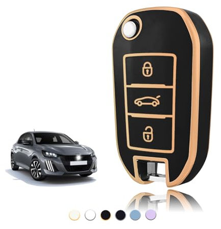 TOOMUME Schlüsselhülle TPU, Autoschlüssel Hülle Passt für Peugeot 208 308 508 2008 3008 Rifter Citroen C3 C4 Cactus Berlingo Picasso Xsara Jumpy, Schlüsselcover Schutz Schlüsselgehäuse - Flip Key