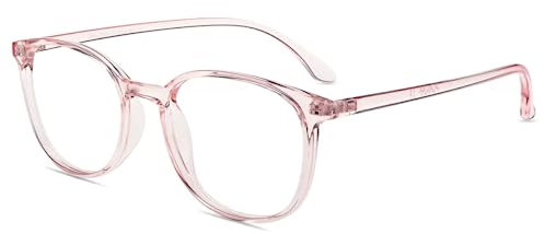 Firmoo Lesebrille mit Sehstärke 1.25 für Damen Herren, Blaulicht Computer Lesebrille für Bildschirme, Blendfreie Lesehilfe TR90 Klar Rosa