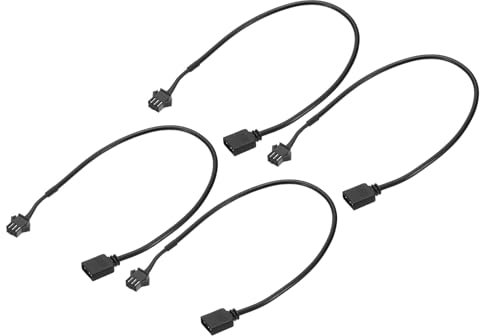 PATIKIL 5V 3 Pin to SM3P Female Splitter Cable, 4 Pcs PWM Fans RGB Power Cord ARGB Extension Connector Plug for Computer Chassis Motherboard, Black