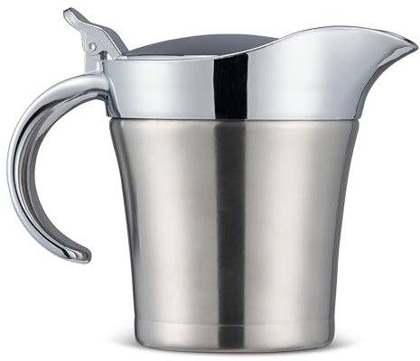 Oak & Steel – Premium Edelstahl Thermo Sauciere, Soßenkanne mit Klappdeckel & Geschenkbox (je 480 ml) – Doppelwandig – Abendessen, Restaurants, Partys, Weihnachten (2er Pack)