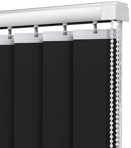 XINGWANGG Lamellenvorhang Schwarz Komplettset Vertikaljalousie Vertikalanlage Schiebevorhang Raumverdunkelnd Lichtdurchlässig Tür Fenster Lamellen Rollo,Breite x Höhe (90cm x 200cm)