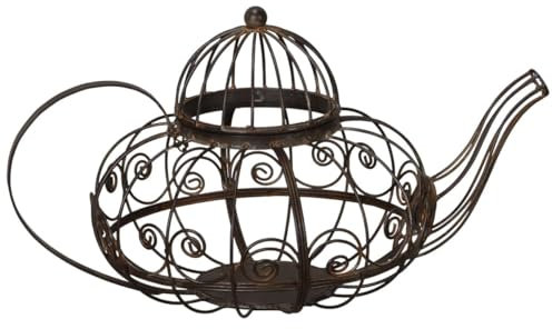 XXL Pflanzkanne aus Eisen - Vintage Blumentopf für Garten und Zuhause - Pflanzgefäß in Dunkelbraun - Rustikaler Pflanzentopf. Pflanzkanne ideal für Blumen und Kräuter - Maß 42 x 28 x H24 cm