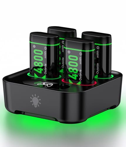 4 X 4800mWh Batería para Mando Xbox Series X/S, Xbox One S/X/Elite - Interfaz Tipo C, 15 Horas de Reproducción