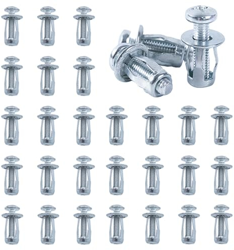 DAIRYCOF Lot de 30 chevilles d'ancrage en métal, pour cavités creuses, M4 x 20, pour corps creux, fixations fines, pour plaques de plâtre, chevilles à expansion