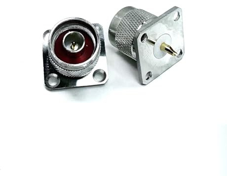 Adaptador de Montaje en Panel de Brida de 2 uds N Macho a 4 Orificios para Cable de Antena WiFi de Radio Ham