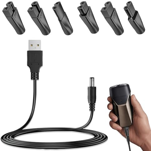 7 Pcs Shaver Charger Cable Kit, 5V USB Razor Charger Cable Replacement Shaver Power Cord Adapter Suitable for Electric Hair Clipper Beard Trimmer Beauty Instrument Desk Lamp Purifier, Portable Design