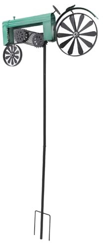 Bauernhof-Traktor-Windmühle, Traktor-Windspinner, Hof-Erdspieß, Statue, Garten-Windmühlen-Dekoration, Rasen-Bodenpfähle, Kunstornament für den Außenbereich, Garten, Hof, (Green)