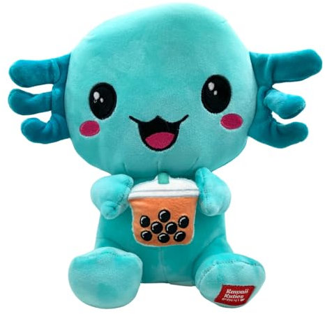 UKToyworld Kawaii Kuties Green Snaxolotl Plüsch Bubble Tea Axolotl 25 cm Kawaii Plüschtier