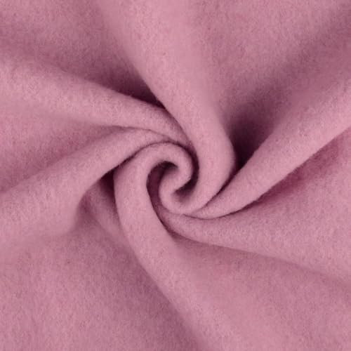 Wollfleece Meterware uni & meliert - Wollstoff Mantelstoff - Wollpullover nähen, weiche Wolle Stoff - 100% Schurwolle/Wolle *Ab 50cm, Farbe: 011 rosa