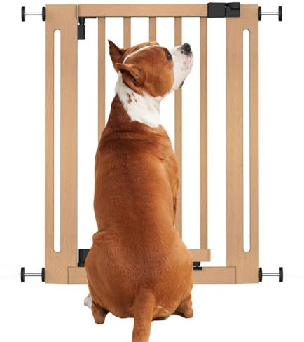 Bettacare Wooden Elegance Dog Gate, Natural, 63cm - 71cm, Pressure Fit Safety Gate, Safety Gate for Puppy, Dog and Pet, Stylish Design and Easy Installation