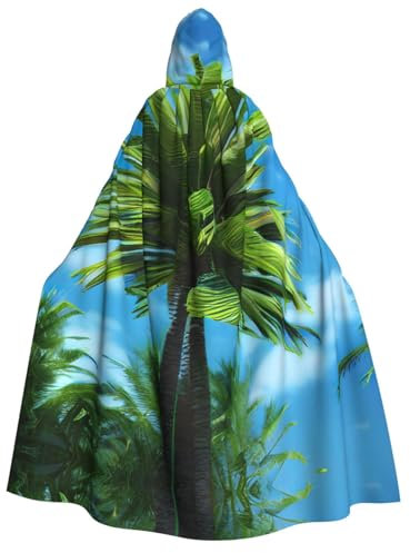 Mantello estivo con stampa di palme unisex con cappuccio costume donna uomo vampiro Halloween Cosplay Carnevale festa a tema