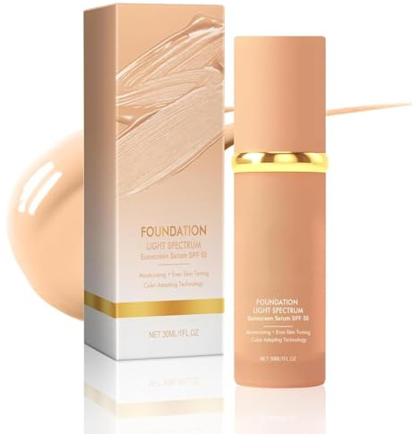 4 in 1 Foundation,Foundation 4 in 1 Light Spectrum,Hydrating Foundation Liquid,Hydrating Medium Full Coverage Concealer with Spf 50+,Waterproof. (1pcs, 12cm)