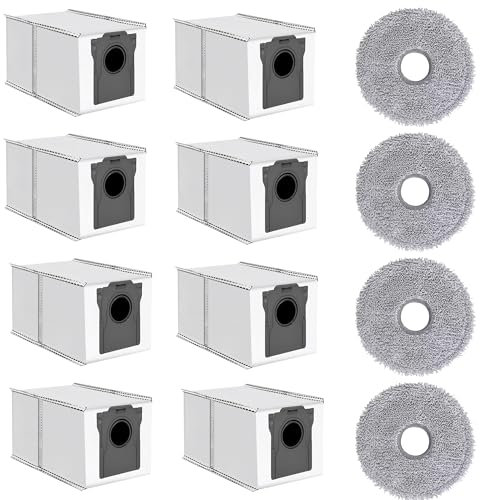 12 Pièces Kit d'accessoires pour Dreame X30 Ultra / X50 Ultra / X40 Ultra / S30 Pro Ultra/Mova E30, 8 Sac d'Aspirateur 4 Chiffon Lavable, Ensemble d'accessoires pour Aspirateur Robot
