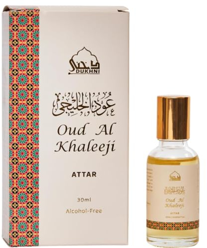 Oud Al Khaleeji Attar Oil by Dukhni | 30ml Zesty Oud Aroma | Muslim Gifts | Arabian Oudh Attar Perfume Oil for Men & Women | Non-Alcoholic, Long Lasting, Vegan, Travel Friendly Rollerball Perfume
