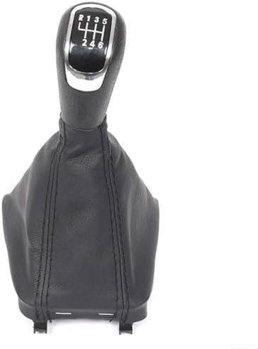 Vilgftyiet Premium Schaltknauf für Skoda Fabia MK1, passend für Modelle 2000 2008, einfaches Upgrade mit Ledermanschette und ABS-Material, 6-Gang-Schwarz