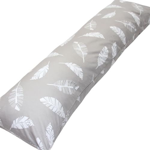 Emi&Sam Nackenkissen 40x145cm Ganzkörperkissen Stillkissen Seitenschläfer Kissen Seitenschläferkissen (12L. Grau Feder - Bezug)
