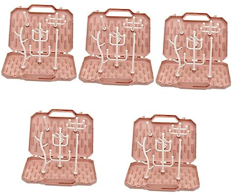 Toyvian 5 Ensembles étendoir à biberons Chauffe-biberon Nettoyeur Etendoir à Bouteilles Égouttoir pour Produits pour bébés Alimentation bébé Support de séchage de biberon Rose