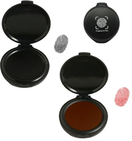 KEQAR 2 pezzi Professionale Inchiostro per Impronte Digitali, Tamponi per Inchiostro, l'Impronta Digitale, per timbri, tampone per timbri Identificazione Sicurezza ID Carte Impronte (Nero, Rosso)