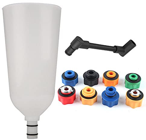 Grcfumo 10 Pcs Oil Funnel, Engine Oil Change Tool, Car Engine Adaptor Filling Set Plus Swivel Offset Extension Tube Car Van Tool