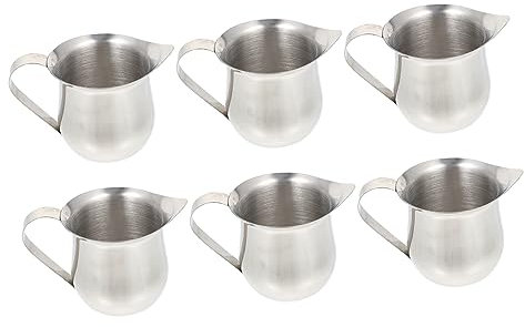 CIYODO 6 Pièces petite tasse de lait tasse de cruche à lait pot à lait en inox réutilisable tasses à café en acier inoxydable tasses à lait en acier inoxydable tasses de crémier