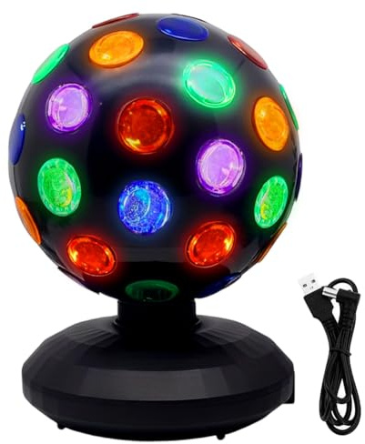 Discokugel, 360° Rotierende Discolicht Partylicht mit mehrfarbigen LED, 3D Disco Kugel für Party, Home,Weihnachten, Kinder