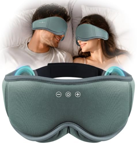 MUSICOZY Schlafmaske mit kopfhörer | 100% Schatten 3D Schlafkopfhörer schlafmaske Bluetooth Weich Augenmaske aus Bio-Bambus-Baumwolle für Reisen,erholsamen| Bluetooth 5.4 Schlaf Kopfhörer