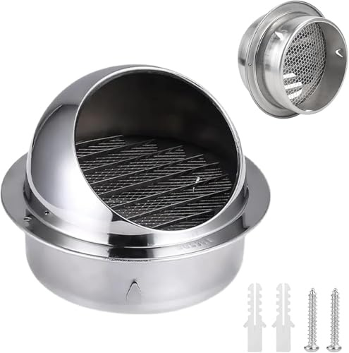 Rejilla Ventilacion, Tapa Extractor Cocina, Rejillas de Ventilacion, Rejilla Chimenea, Rejilla Ventilacion Redonda, Rejilla Campana Extractora, Rejilla de Ventilación Campana, con Mosquitera (80mm)