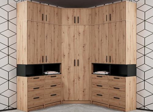 Marmex Meble Grant Möbelset Set 33A Eckschrank und 4 Regale für Schlafzimmer, Jugendzimmer, Arbeistszimmer