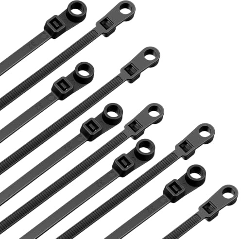 Amaxiu 100 Pcs 7.8 Inch Zip Ties with Screw Hole, Cable Zip Ties Mounts | Heavy Duty Nylon Cable Tie Buckle 50LBS Tensile Strength UV Resistant Wire Management