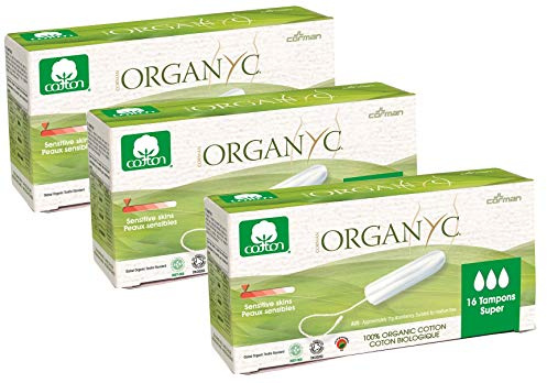 Organyc 100% Organic Cotton Tampon Super, 16 Count(Pack of 3) Total 48