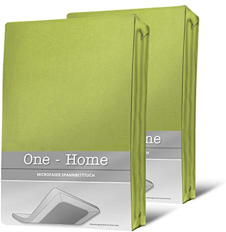 one-home 2 Spannbettlaken grün 90x200 cm - 100x200 cm Microfaser Spannbetttuch Set