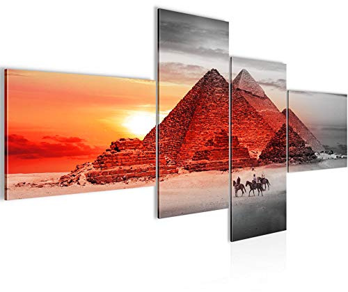 Runa Art Wandbilder Set XXL Ägypten PyramidenWohnzimmer Rot 4 Teilig - Made in Germany - 601845a