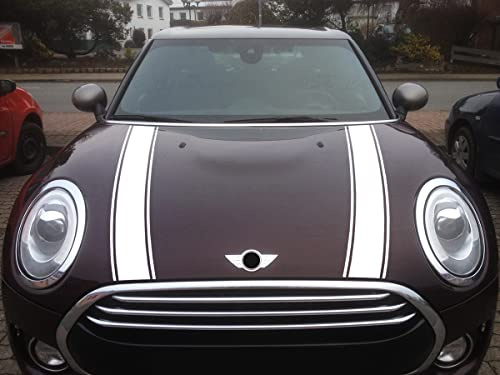 SB CarDesign Streifen Stripes Aufkleber Motorhaube passend für Mini Cooper F54 Clubman (Weiss, Design 2)